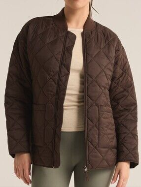 Z Supply Sunrise Quilted Bomber Jacket - Coffee, Size S